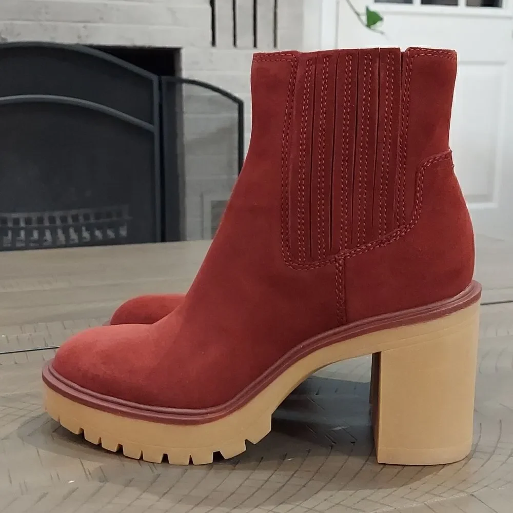 Dolce Vita Caster H2O Maroon Waterproof Suede Boots NWT